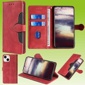 Fr Apple iPhone 13 Design Handy Tasche Wallet Premium Rot Schutz Hlle Case Cover Etuis Neu Zubehr