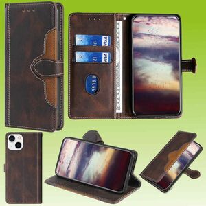Fr Apple iPhone 13 Design Handy Tasche Wallet Premium Braun Schutz Hlle Case Cover Etuis Neu Zubehr