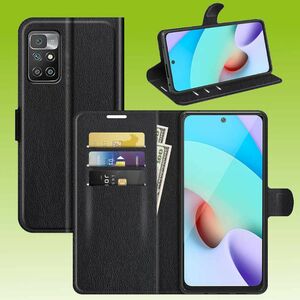 Für Xiaomi Redmi 10 Handy Tasche Wallet Premium Schwarz Schutz Hülle Case Cover Etuis Neu Zubehör