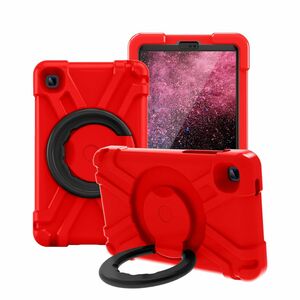 Fr Samsung Galaxy Tab A7 Lite 2021 8.7 aufstellbare Outdoor Hybrid Rot / Schwarz 360 Grad mit Halte-Ring Tablet Tasche Etuis Cover Case Schutz Robust Neu