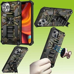 F�r Apple iPhone 13 Pro Max Camouflage Shockproof Armor TPU Schutz Tasche H�lle Cover Army Gr�n