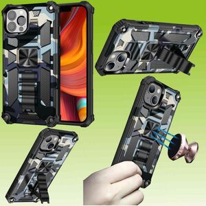 F�r Apple iPhone 13 Pro Max Camouflage Shockproof Armor TPU Schutz Tasche H�lle Cover Navy Blau