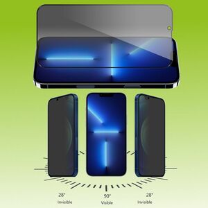 F�r Apple iPhone 14 / 13 / 13 Pro 2x 3D Premium Privacy 0,3 mm H9 Hart Glas Schwarz Folie Panzer Schutz H�lle Neu