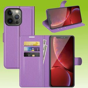 Fr Apple iPhone 13 Pro Handy Tasche Wallet Premium Lila Schutz Hlle Case Cover Etuis Neu Zubehr