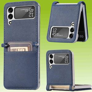 Fr Samsung Galaxy Z Flip3 5G All-Inclusive Kunstleder Hart Cover Handy Tasche Hlle Etuis Blau