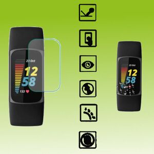 2x HD Display Schutz PET TPU Fitbit Charge 6 / 5 Schutz Folie LCD 