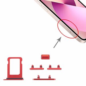 SIM Karten Halter + Seiten Tasten Power / Volume Button fr Apple iPhone 13 Mini Ersatzteil Rot
