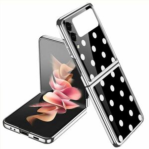 Fr Samsung Galaxy Z Flip3 5G Punkte Galvanisieren Design Kunststoff Hart Cover Handy Tasche Hlle Etuis Schwarz