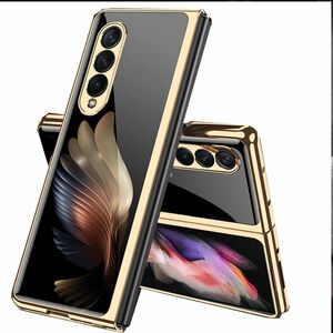 Für Samsung Galaxy Z Fold3 5G Galvanisieren Design Kunststoff Hart Cover Handy Tasche Hülle Etuis Goldene Flügel