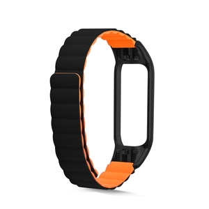 Fr Xiaomi Mi Band 4 / 3 Hochwertiges Kunststoff / Silikon Uhr Watch Smart Sport Armband Schwarz / Orange