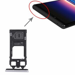Dual SIM + Micro SD Karten Halter Card Tray fr Sony Xperia 1 / XZ 4 Silber Ersatz Zubehr