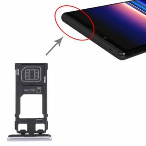SIM + Micro SD Karten Halter Card Tray fr Sony Xperia 1 / XZ 4 Silber Ersatz Zubehr