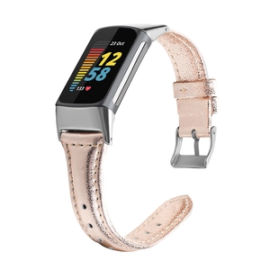 Fr Fitbit Charge 6 / 5 Leder Watch Armband Frauen Gre S Rose Gold