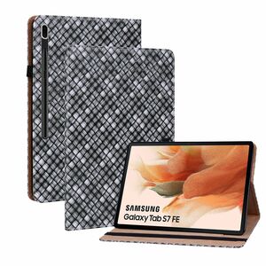 Fr Samsung Galaxy Tab S7 Plus / Tab S7 FE | Tab S8 Plus Design Muster Schwarz Kunstleder Hlle Cover Tablet Tasche Case Neu