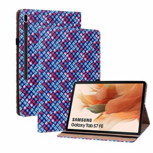 Fr Samsung Galaxy Tab S7 Plus / Tab S7 FE | Tab S8 Plus Design Muster Blau Kunstleder Hlle Cover Tablet Tasche Case Neu