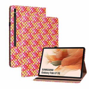 Fr Samsung Galaxy Tab S7 Plus / Tab S7 FE / Tab S8 Plus Design Muster Pink Kunstleder Hlle Cover Tablet Tasche Case Neu
