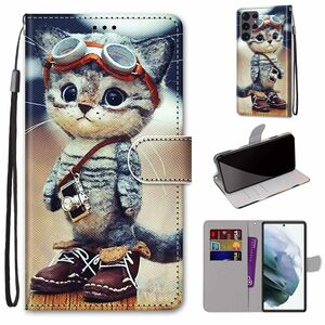 Fr Samsung Galaxy S22 Ultra 5G Kunstleder Handy Tasche Book Motiv 3 Schutz Hlle Case Cover Etui Neu