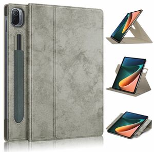 Für Xiaomi Mi Pad 5 / 5 Pro 360 Grad Rotation + Stift Halterung Tablet Tasche Hülle Case Cover Etui Schutz Grau Neu