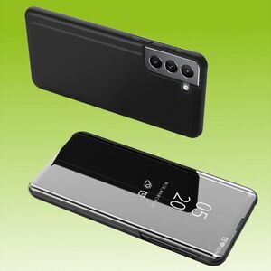 Fr Samsung Galaxy S22 Plus 5G Clear View Spiegel Mirror Smartcover Schwarz Schutzhlle Cover Etui Tasche Hlle Neu Case Wake UP Funktion