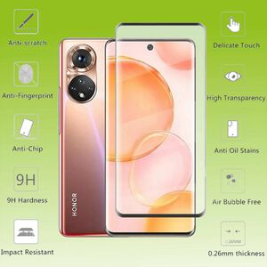 F�r Honor 60 Pro 2x 4D Premium 0,3 mm H9 LCD Hart Glas Schwarz Folie Schutz H�lle Neu