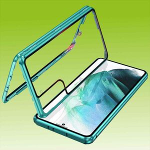 Für Samsung Galaxy S22 Plus Beidseitiger 360 Grad Magnet / Glas Case Hülle Handy Tasche Bumper Grün