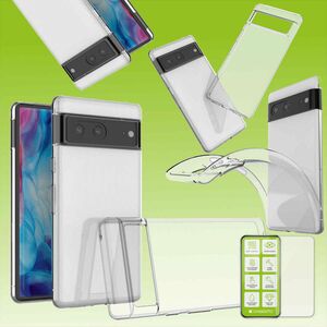Für Google Pixel 7 Silikoncase TPU Transparent + 0,26 H9 Glas Handy Tasche Hülle Schutz Cover