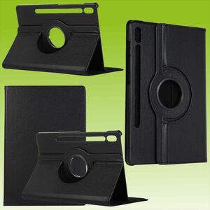 Fr Samsung Galaxy Tab S10 / S9 / S8 Ultra Schwarz 360 Grad Rotation Kunstleder Hlle Cover Tablet Tasche