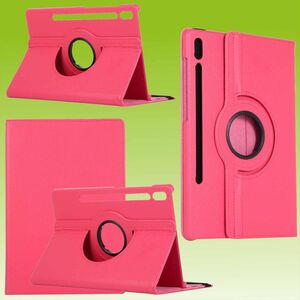 Fr Samsung Galaxy Tab S10 / S9 / S8 Ultra 360 Grad Rotation Kunstleder Hlle Cover Tablet Tasche Pink