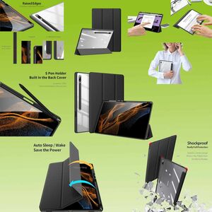 Fr Samsung Galaxy Tab S8 Ultra Tasche Schwarz Hlle Etuis Design Acryl Smart Cover Case Schutz Kappe aufstellen 