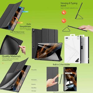 Fr Samsung Galaxy Tab S8 Ultra Tasche Schwarz Hlle Etuis Design DUX DUCIS Smart Cover Case Schutz Kappe aufstellen 