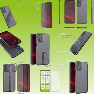 F�r Motorola Moto G31 / G41 Silikoncase TPU Transparent + 0,26 H9 Glas Handy Tasche H�lle Schutz Cover