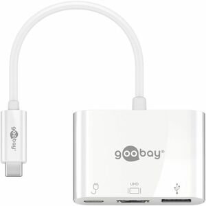 Goobay USB-C 3 in 1 Multiport Adapter HDMI 4K30Hz + C 3A 60W Wei Zubehr Multimedia