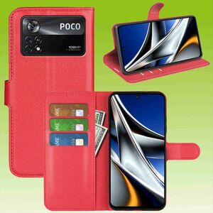 Fr Xiaomi Poco X4 Pro 5G Handy Tasche Wallet Premium Schutz Hlle Case Cover Etuis Neu Zubehr Rot