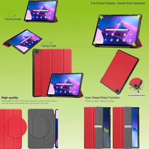 F�r Lenovo M10 Plus 2022 3. Gen 10.6 Zoll 3folt Wake UP Smart Cover Rot Tasche Etuis H�lle
