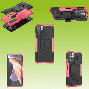 Fr Xiaomi Redmi Note 11S / Note 11 4G Hybrid Case 2teilig Outdoor Pink Tasche Hlle Cover Schutz