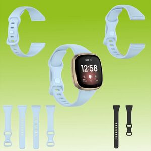 Fr Fitbit Versa 4 / Versa 3 / Sense Kunststoff / Silikon Armband fr Mnner / Gre L Hellblau Uhr 