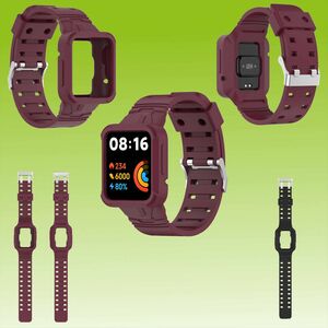 Fr Xiaomi Poco Watch Kunststoff / Silikon Sport Ersatz Armband Band Weinrot Uhr Neu