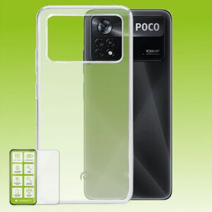 Fr Xiaomi Poco X4 Pro 5G NFC Silikoncase TPU Transparent + 0,26 H9 Glas Handy Tasche Hlle Schutz Cover