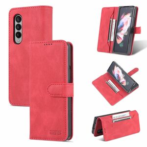 Fr Samsung Galaxy Z Fold4 5G Design Kunst Leder Handy Tasche Hlle Etuis Rot
