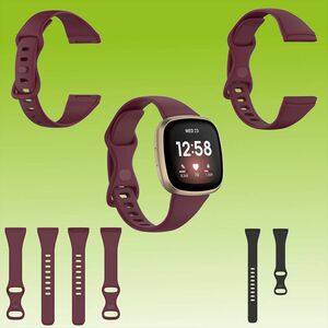 Fr Fitbit Versa 4 / Versa 3 / Sense Kunststoff / Silikon Armband fr Frauen / Gre S Weinrot Uhr 