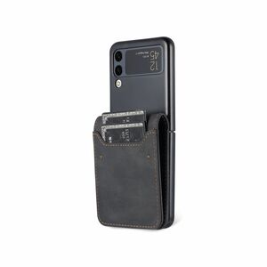Für Samsung Galaxy Z Flip4 5G Kunstleder / Kunststoff Handy Tasche Hülle Etuis Schwarz