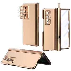 Für Samsung Galaxy Z Fold3 5G Magnetische Design Vollschutz Kunststoff Hart Cover Handy Tasche Hülle Etuis Gold