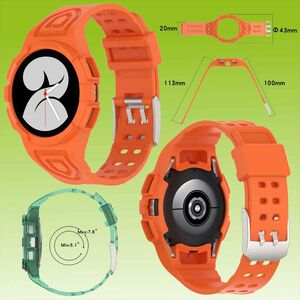 Fr Samsung Galaxy Watch 4 Classic 46mm Kunststoff / Silikon Armband mit Gehuse-Schutz Watch Uhr Orange Ersatz Arm Band