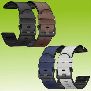 Fr Garmin Fenix 6 / 6 Pro / 6X / 6X Pro Flexibles Kunstleder / Silikon Uhr Watch Sport Armband