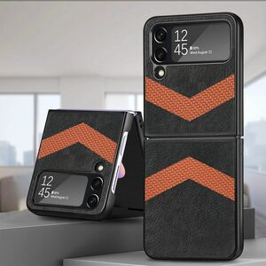 F�r Samsung Galaxy Z Flip4 5G Kunstleder / Kunststoff V-Muster Struktur Handy Tasche H�lle Etuis Schwarz