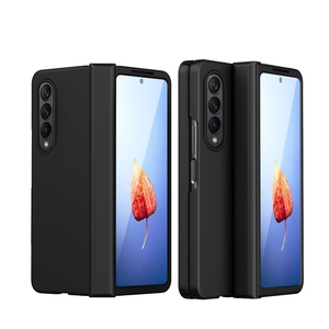 Fr Samsung Galaxy Z Fold4 5G Kunststoff Handy Tasche Hlle Etuis Schwarz + Hart Glas + Stift