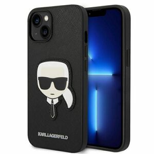Karl Lagerfeld Schutzh�lle f�r Apple iPhone 14 Plus Schwarz Saffiano Ikonik H�lle Case Cover Etui