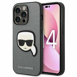 Karl Lagerfeld Schutzhlle fr Apple iPhone 14 Pro Max Silber Saffiano Ikonik Hlle Case Cover Etui