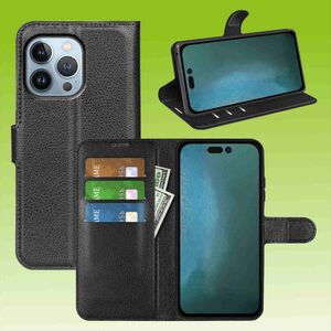 F�r Apple iPhone 14 Pro Handy Tasche Wallet Premium Schutz H�lle Case Cover Etuis Neu Zubeh�r Schwarz