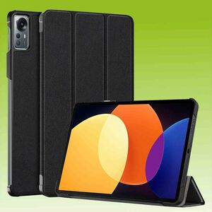 Fr Xiaomi Mi Pad 5 Pro 12.4 2022 3folt Wake UP Smart Cover Schwarz Tasche Etuis Hlle
